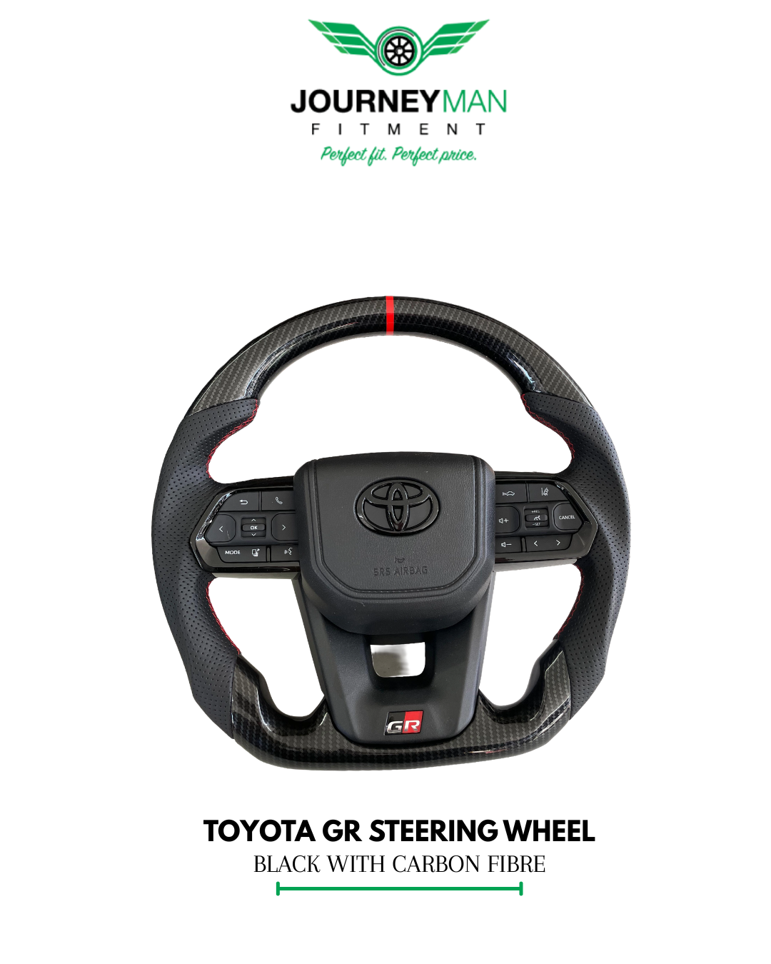 Toyota GR Steering Wheel – Carbon Fibre & Sport Red